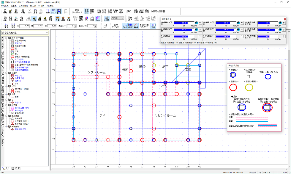 直下率メーターとチェック図表示画面